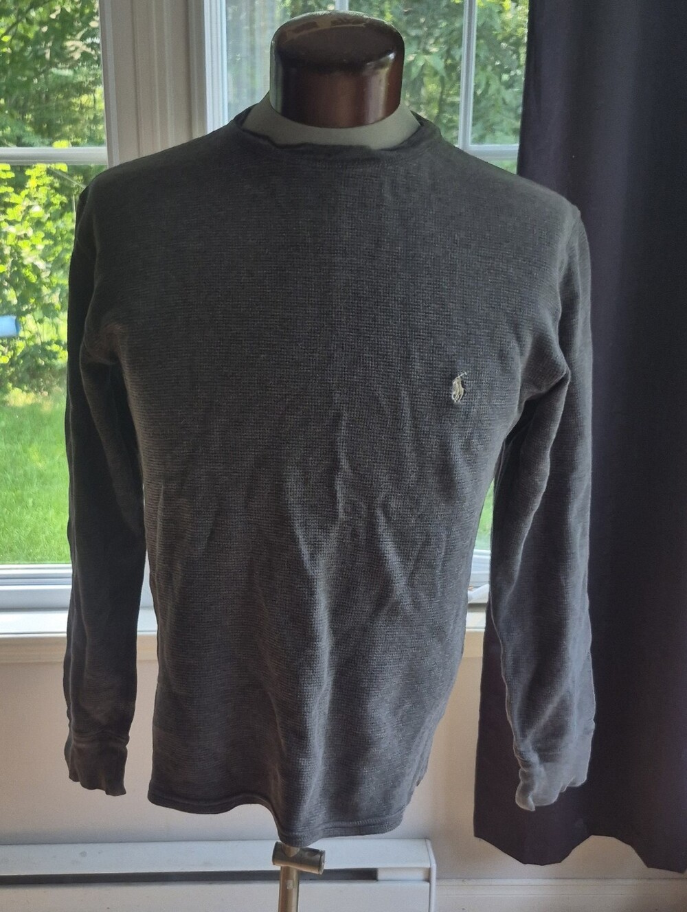 Polo by Ralph Lauren Men's Charcoal Crewneck Sweater with Embroidered Pony